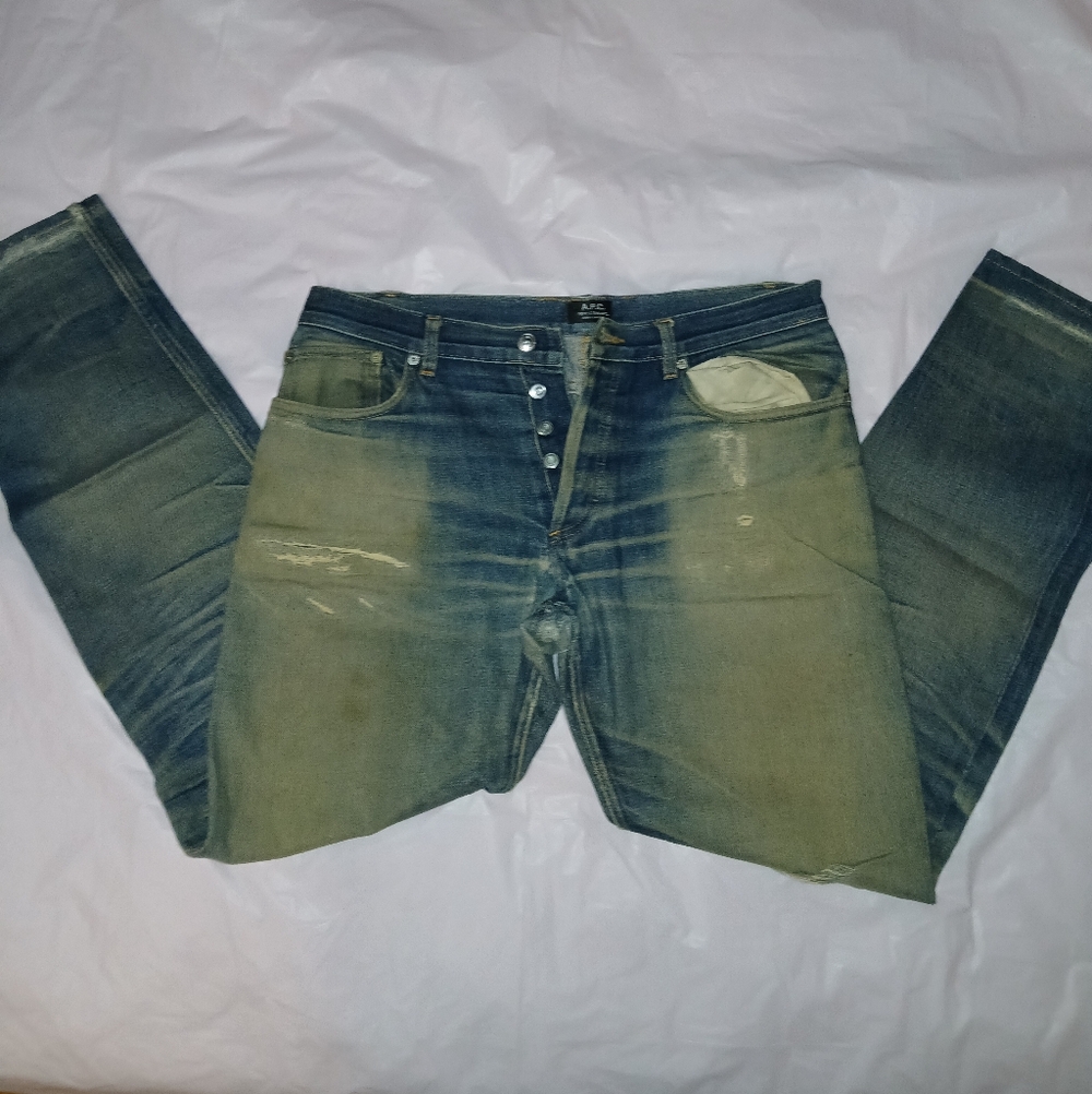 A.P.C. Men's Relaxed Faded Blue Jeans